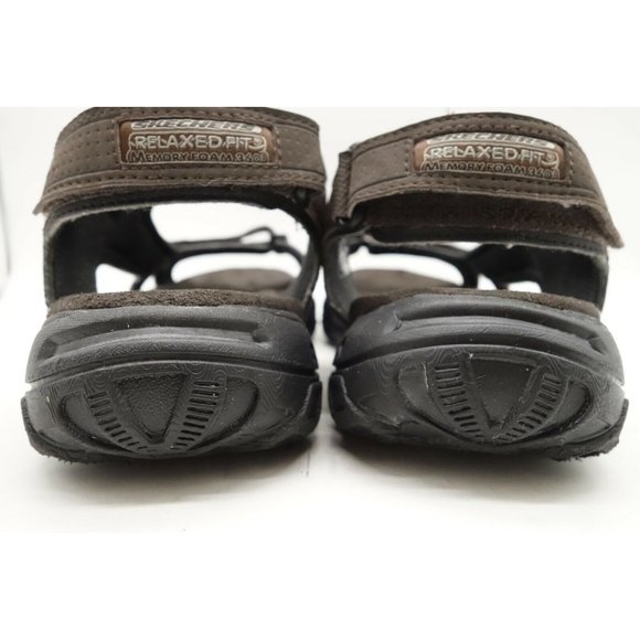 Skechers Relaxed Fit Brown Casual Adjustable Slip On Sandals Shoes Men\'s 10